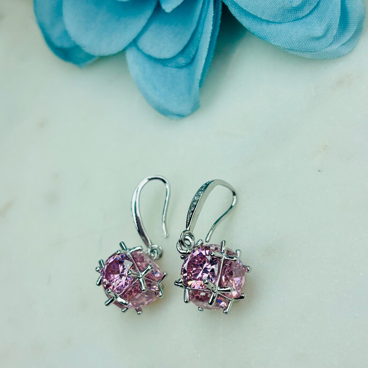 Pink Crystal Danglers