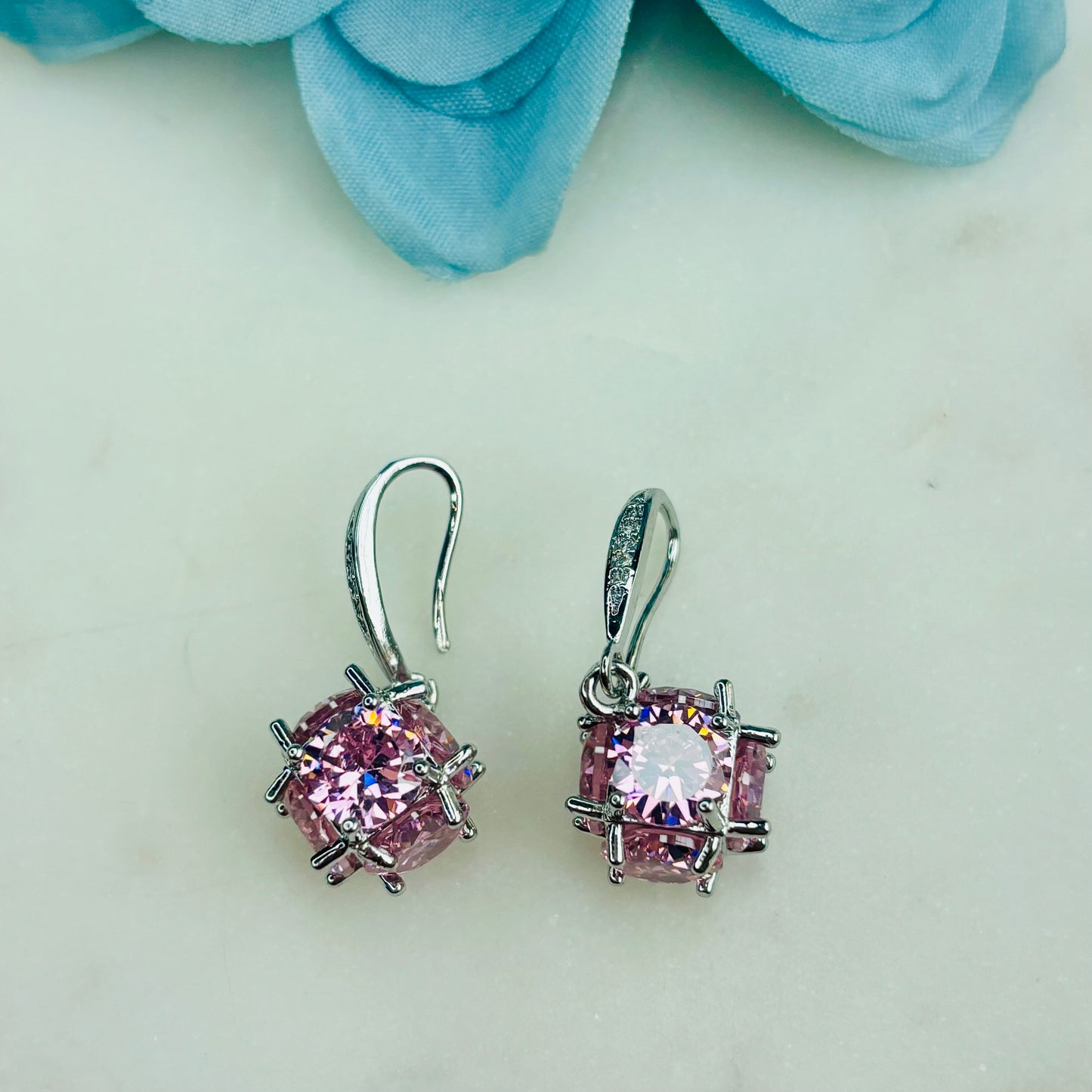 Pink Crystal Danglers