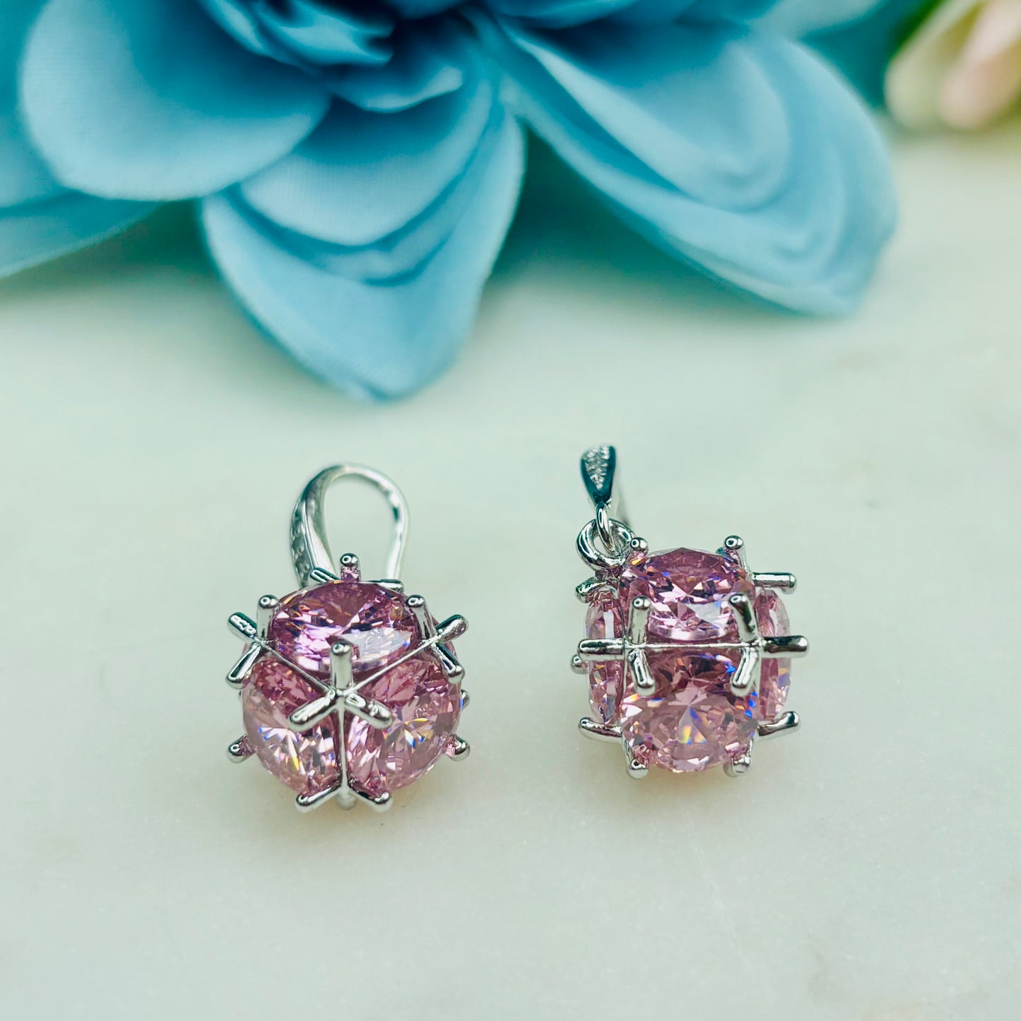 Pink Crystal Danglers