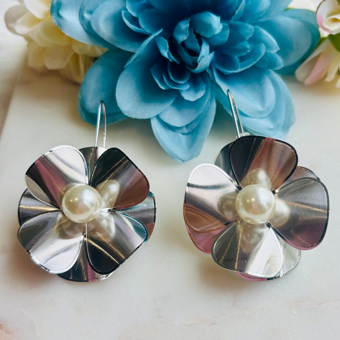 Silver Wire Bloom Dangles
