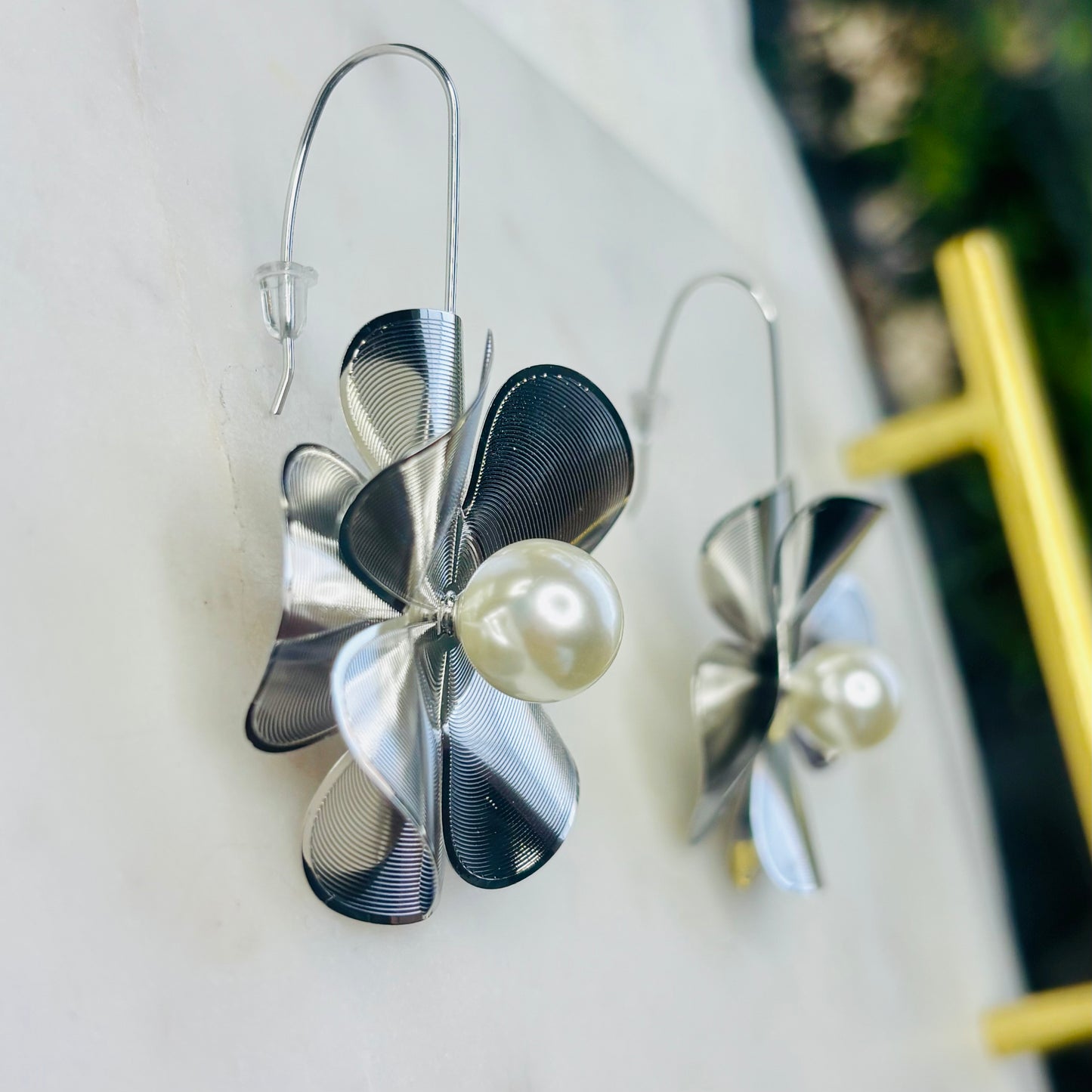 Silver Wire Bloom Dangles