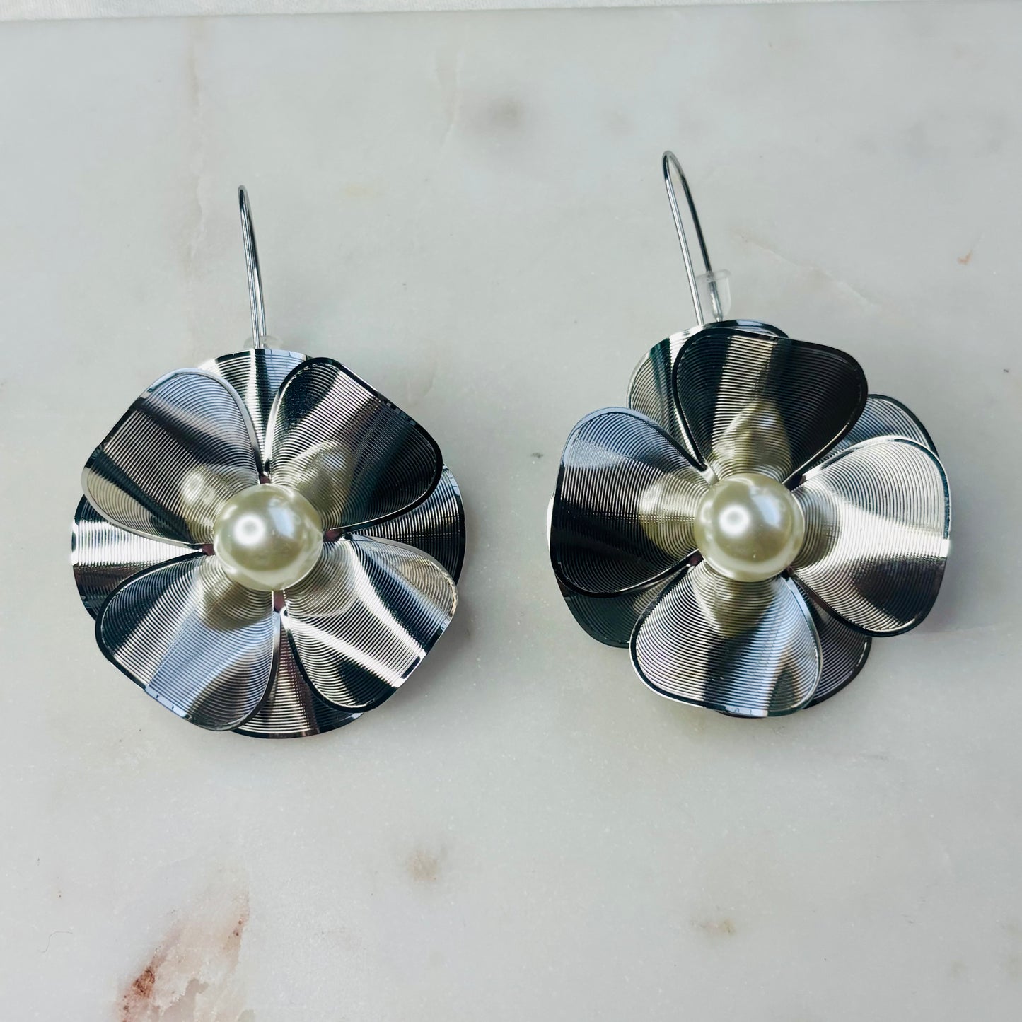 Silver Wire Bloom Dangles