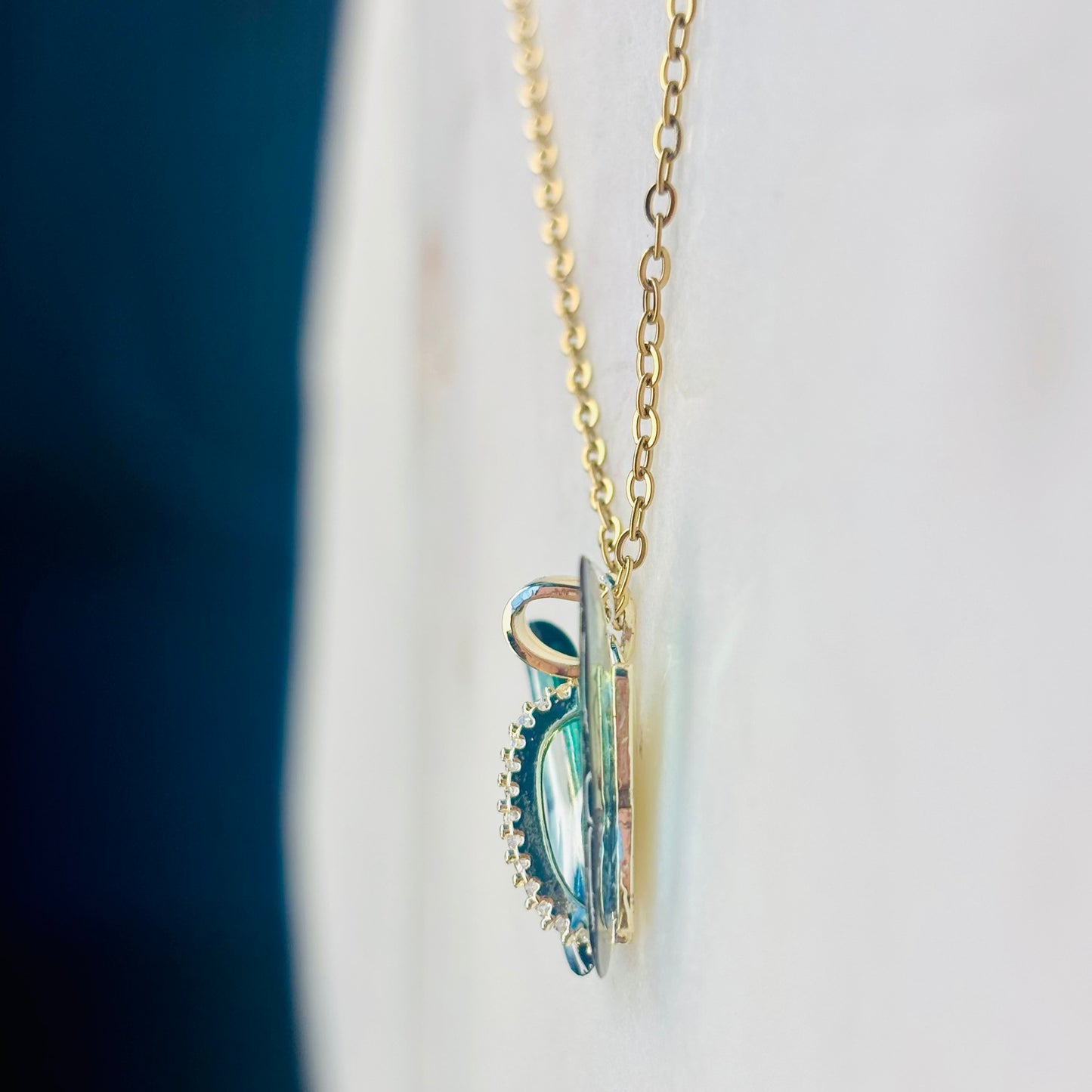 Aqua Glow Butterfly Necklace