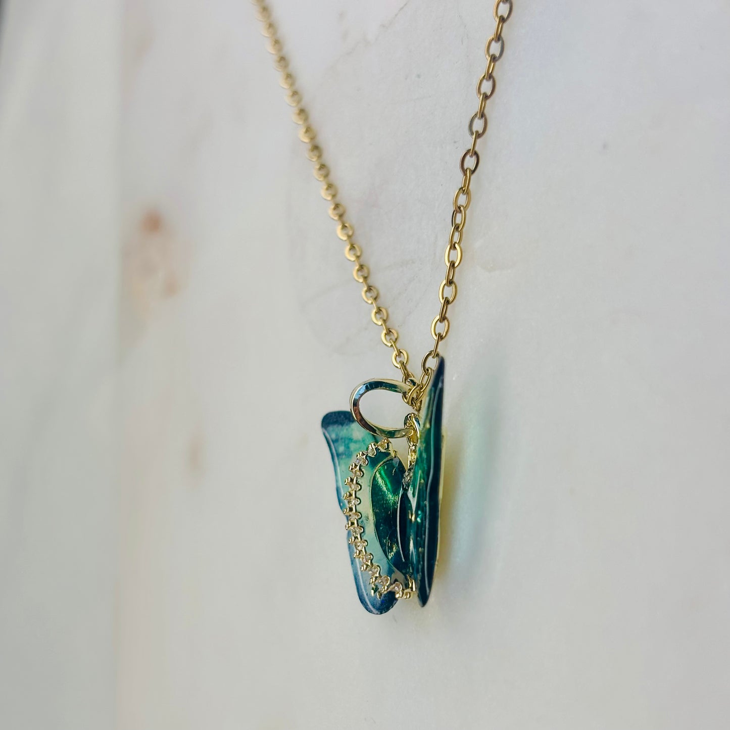 Aqua Glow Butterfly Necklace