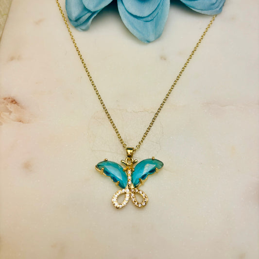Ocean Blue Butterfly Necklace