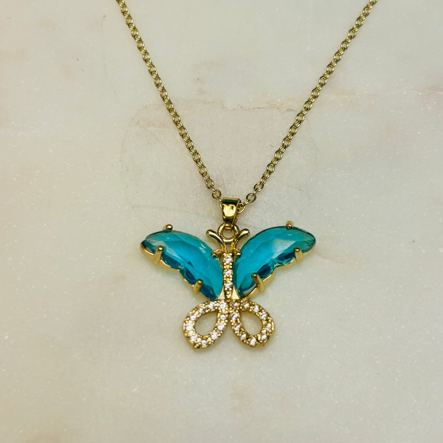 Ocean Blue Butterfly Necklace