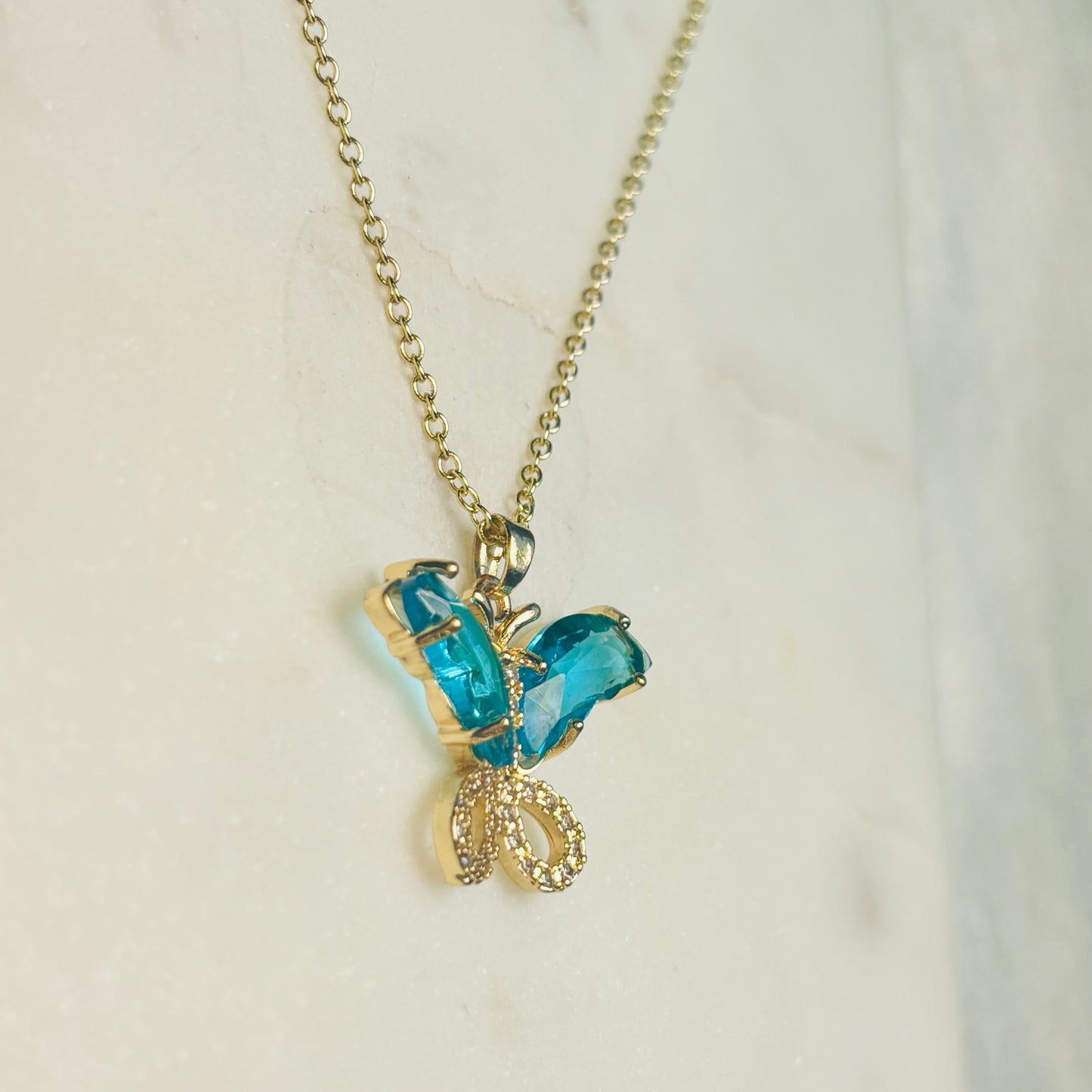 Ocean Blue Butterfly Necklace