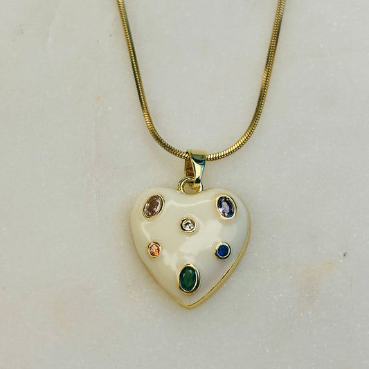 Multi-Crystal Heart Necklace
