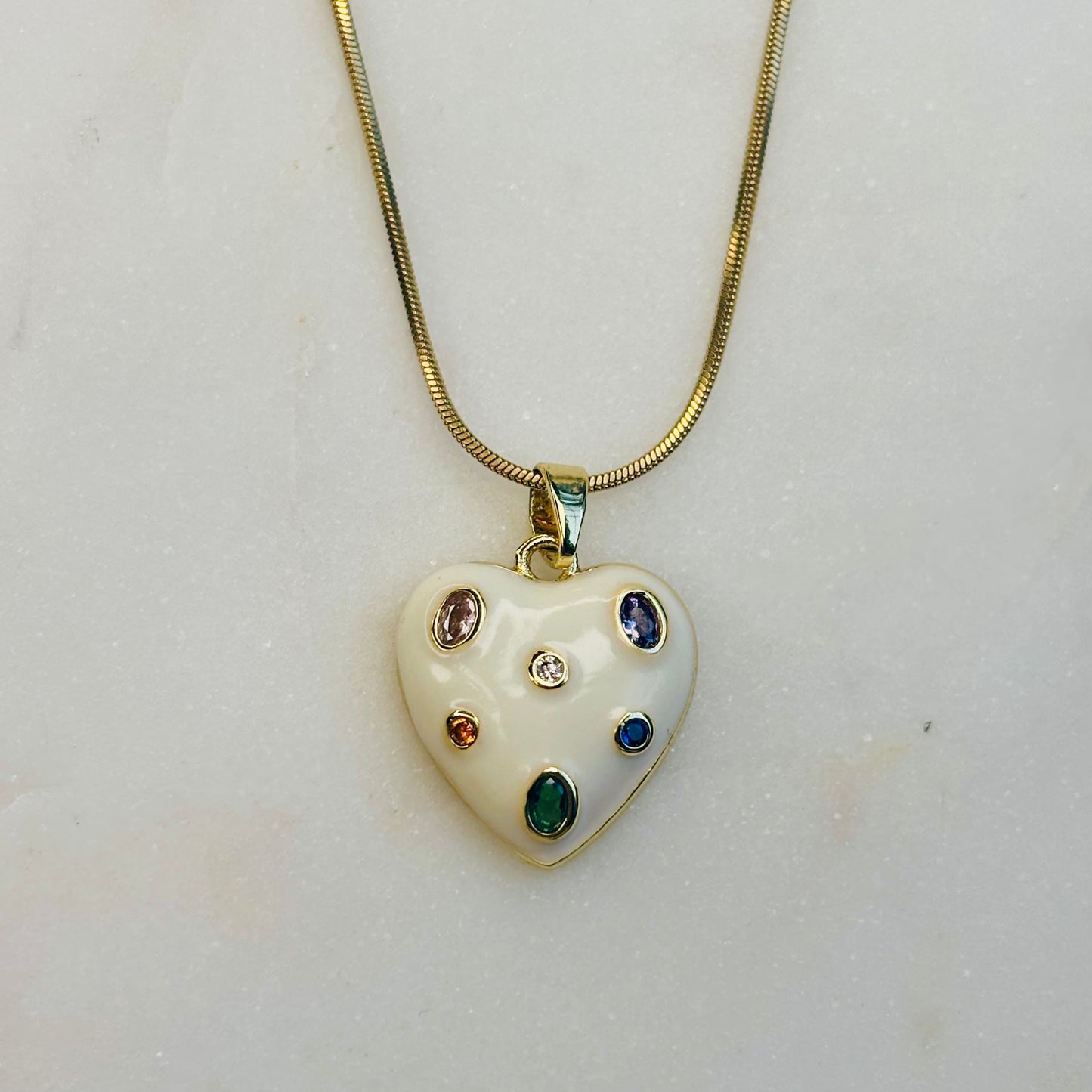 Multi-Crystal Heart Necklace
