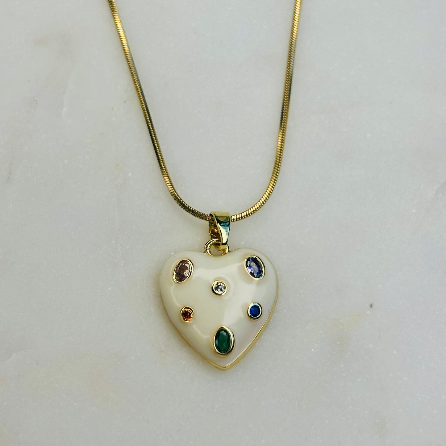 Multi-Crystal Heart Necklace