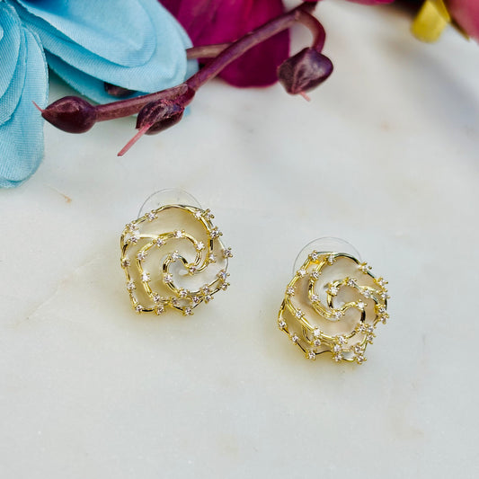 White-Rose Diamond Studs