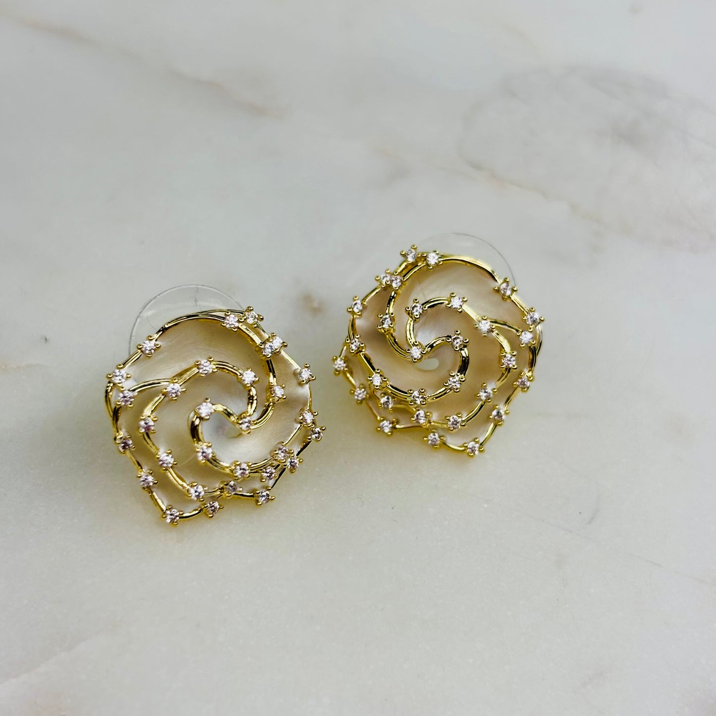White-Rose Diamond Studs