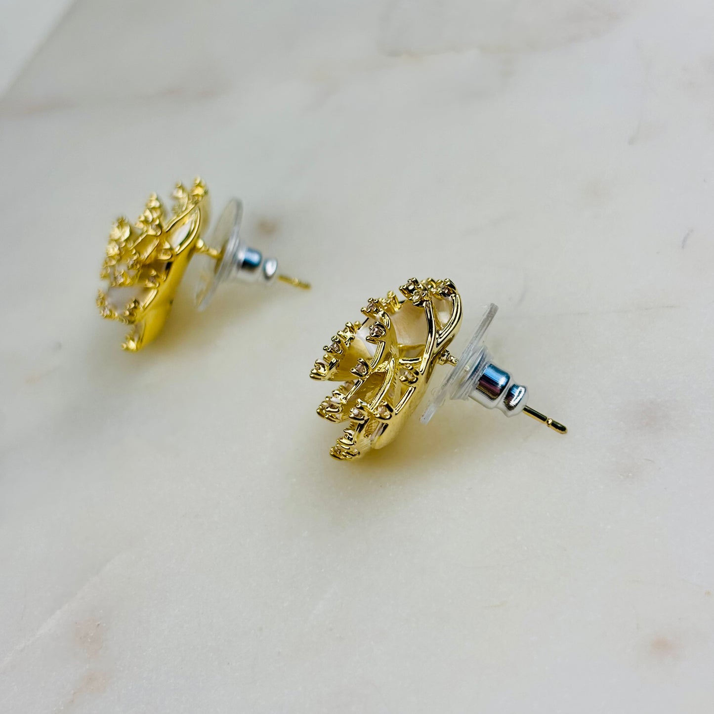 White-Rose Diamond Studs
