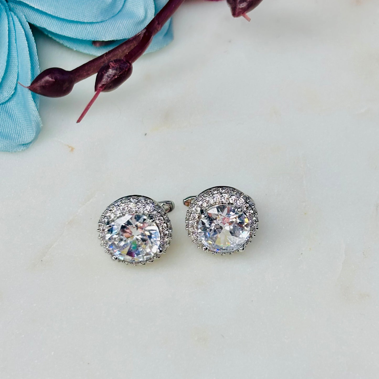 Classic Silver Halo Studs