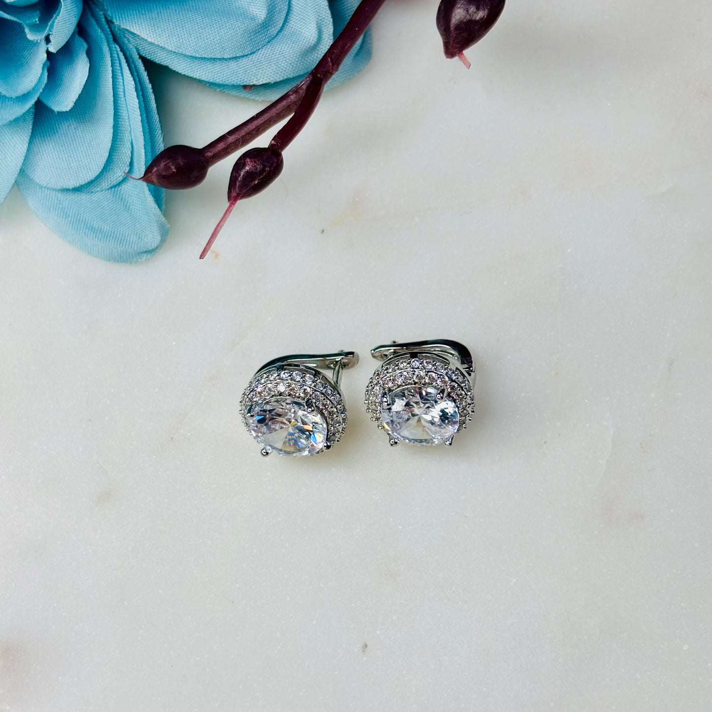 Classic Silver Halo Studs