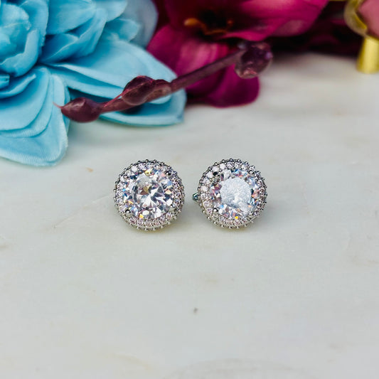 Classic Silver Halo Studs