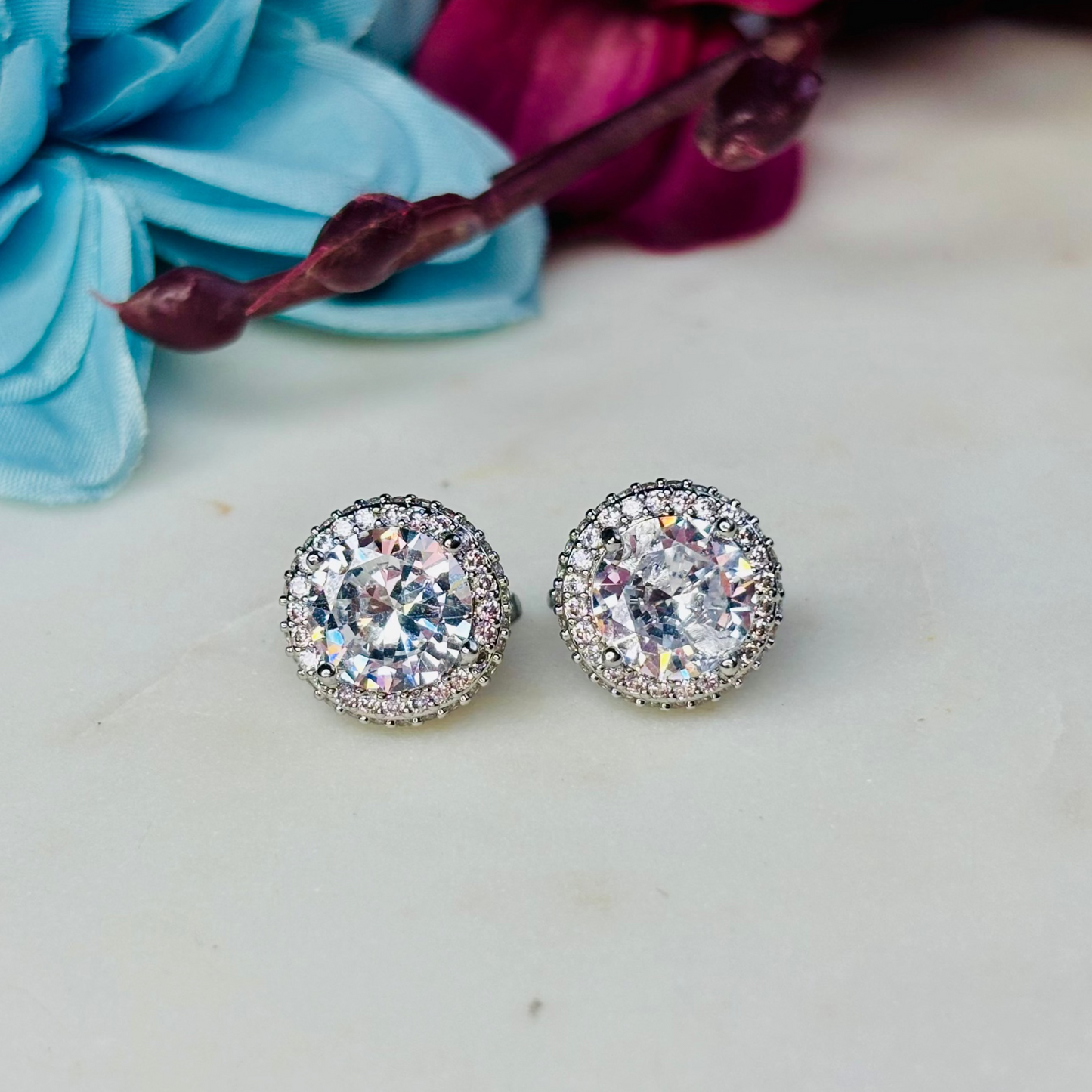 Classic Silver Halo Studs