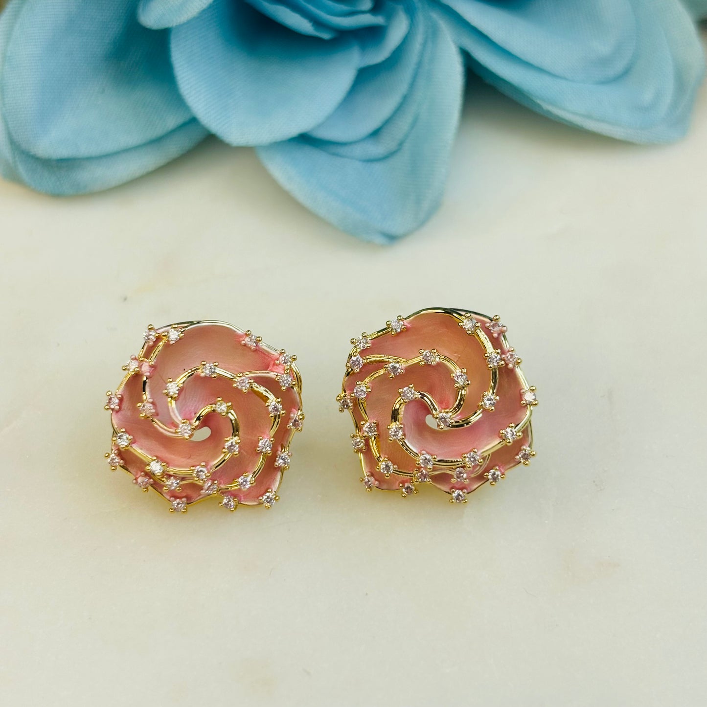 Peach Rose Diamond Studs