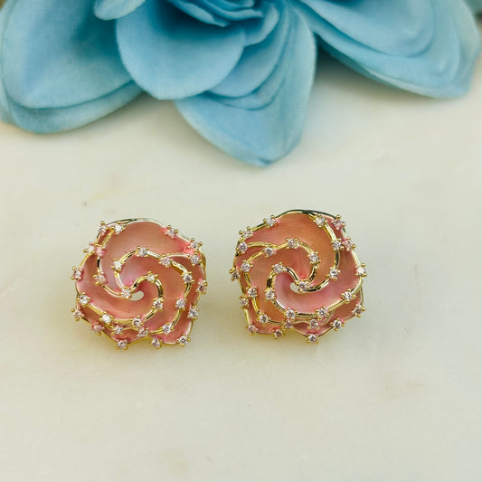 Peach Rose Diamond Studs