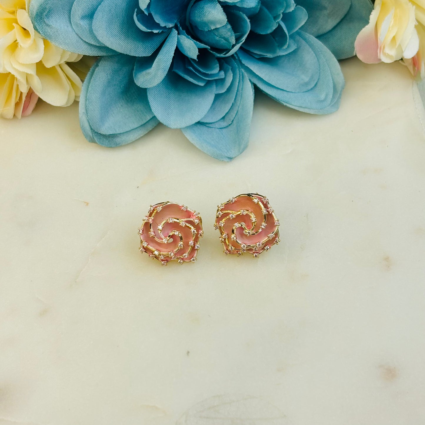Peach Rose Diamond Studs
