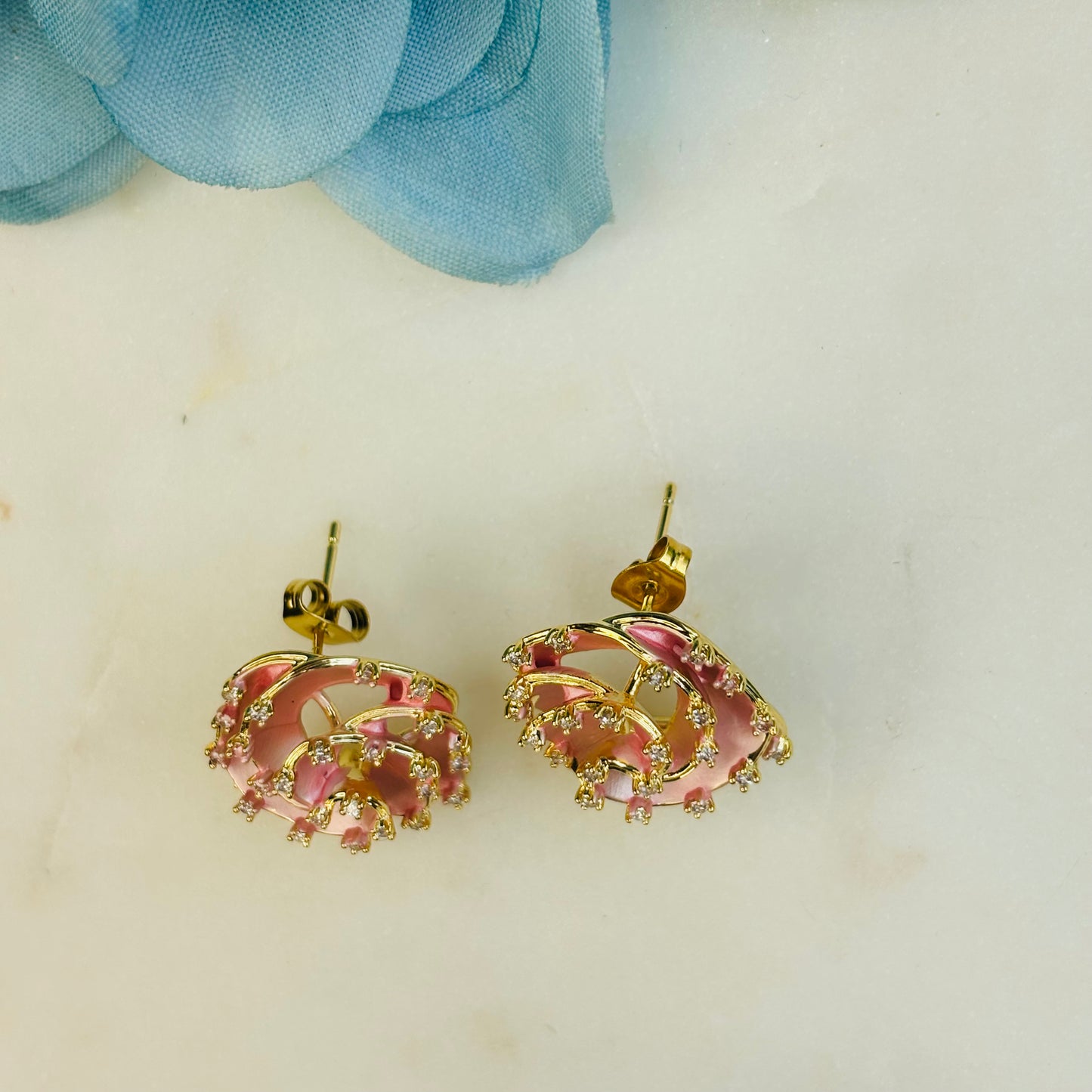 Peach Rose Diamond Studs