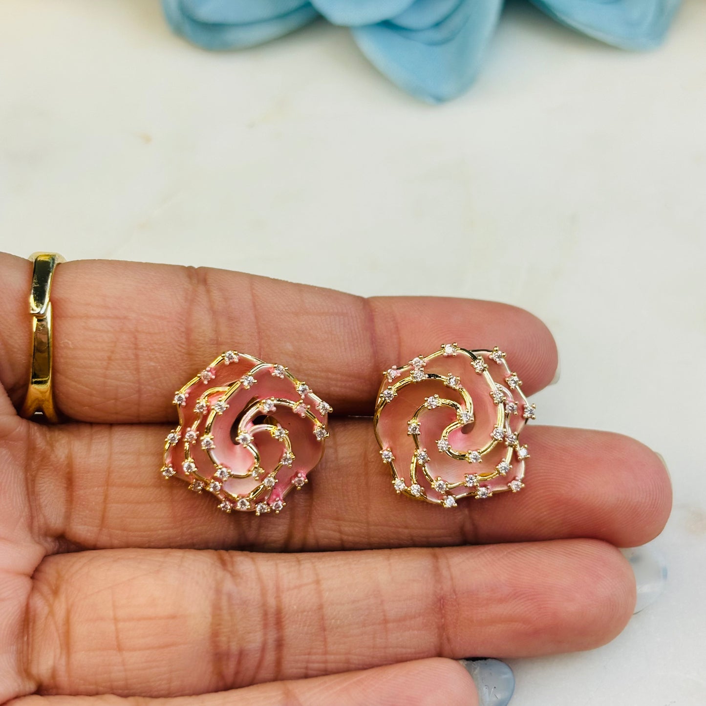 Peach Rose Diamond Studs