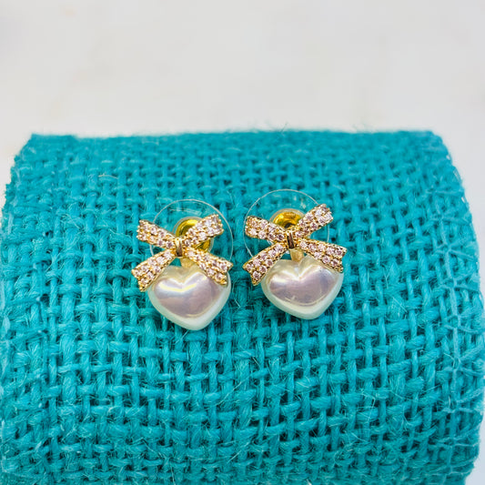 Pearl Heart-Bow Set