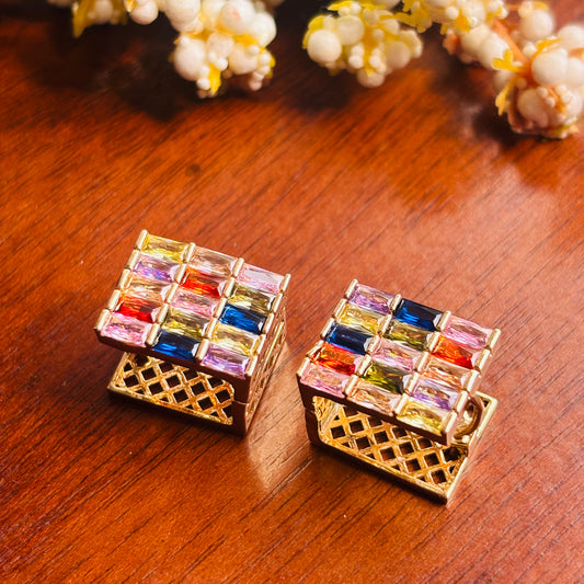 Gold-Toned Multicolor Crystal Studs