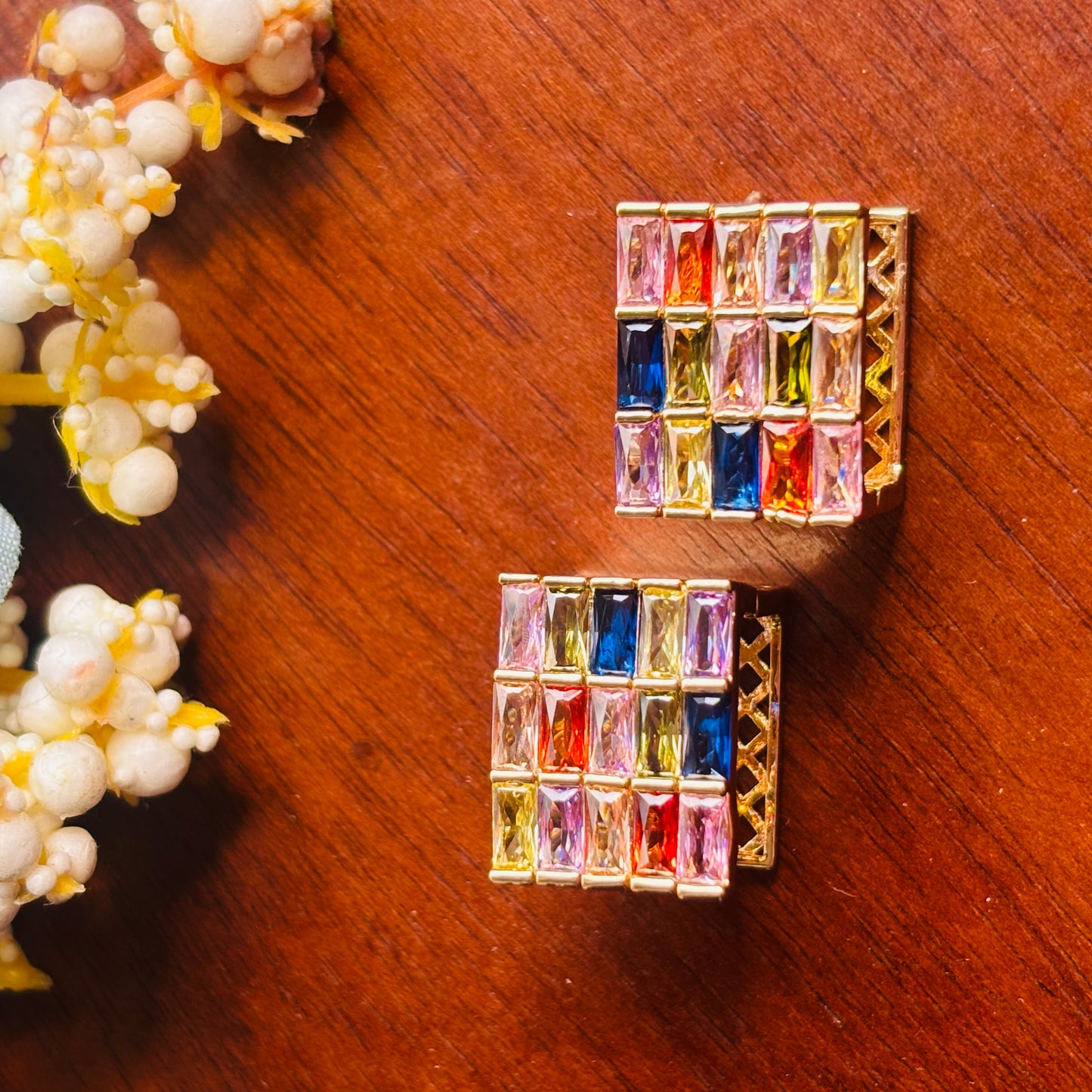 Gold-Toned Multicolor Crystal Studs