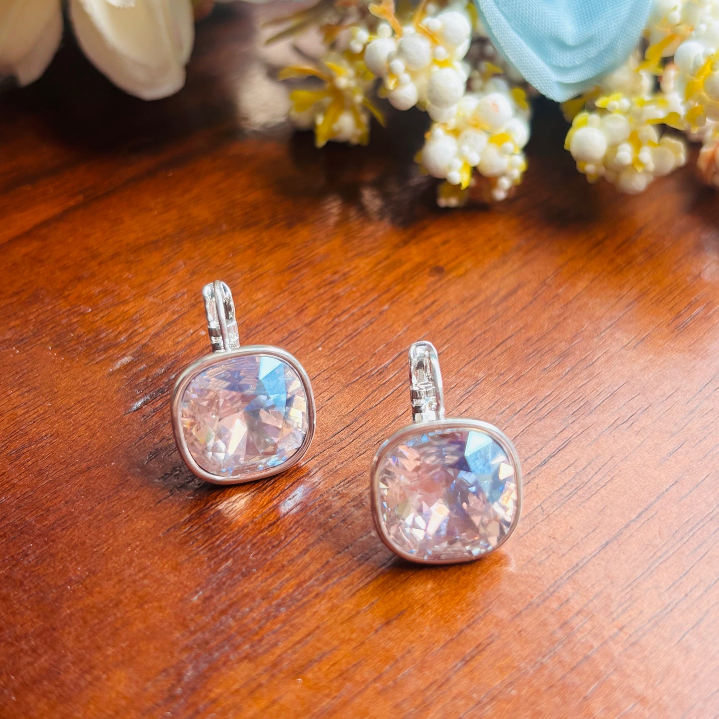 Crystal Peach Stud-Hoops