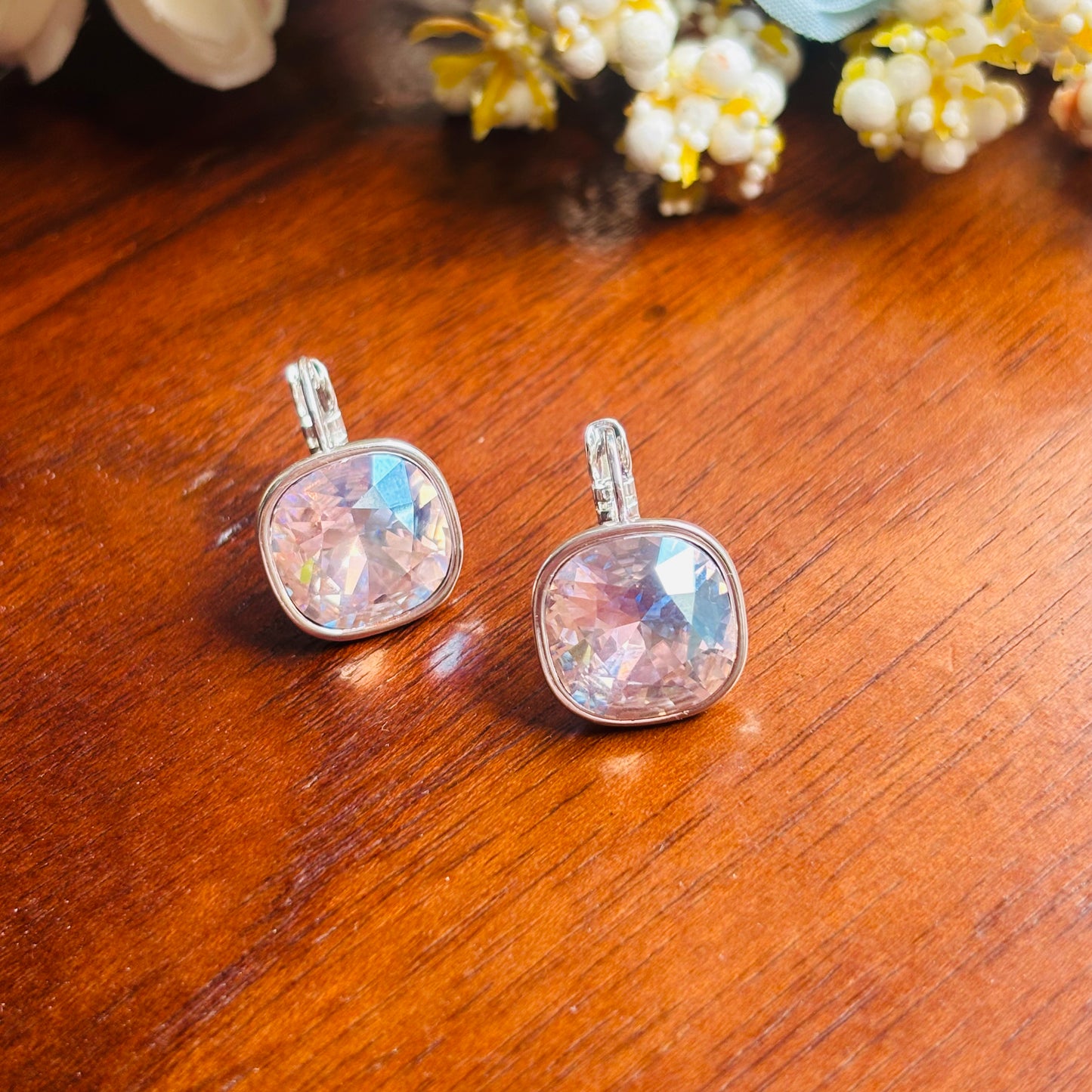 Crystal Peach Stud-Hoops