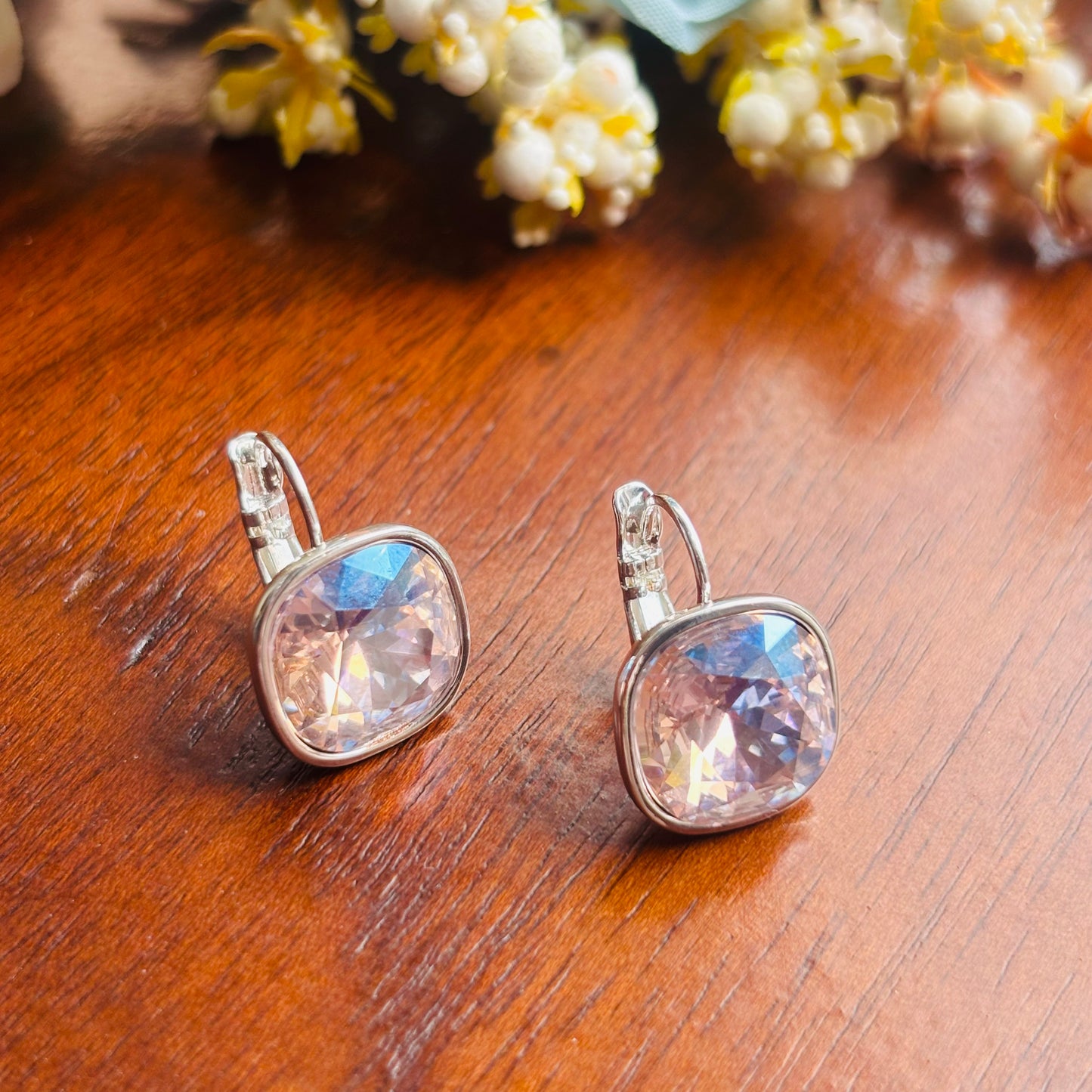 Crystal Peach Stud-Hoops