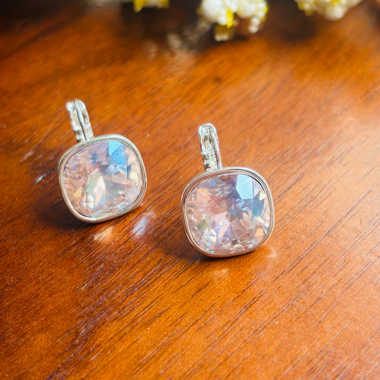 Crystal Peach Stud-Hoops