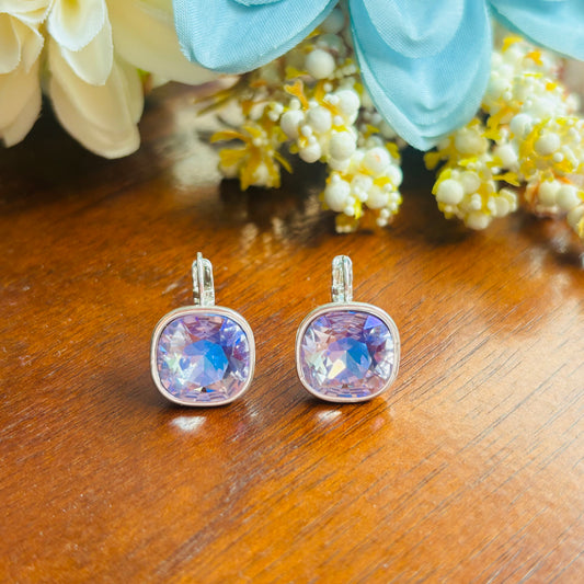 Purple Crystal Stud-Hoops