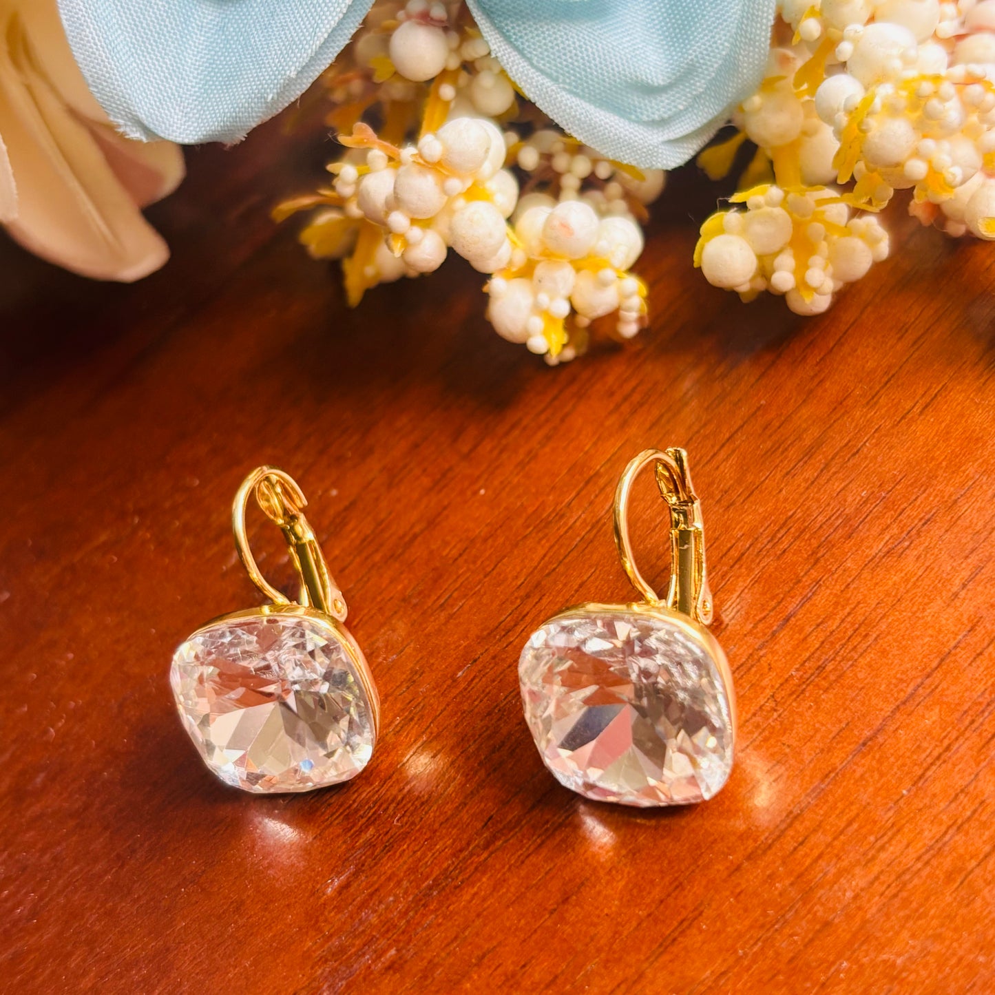 Clear Crystal Stud-Hoops