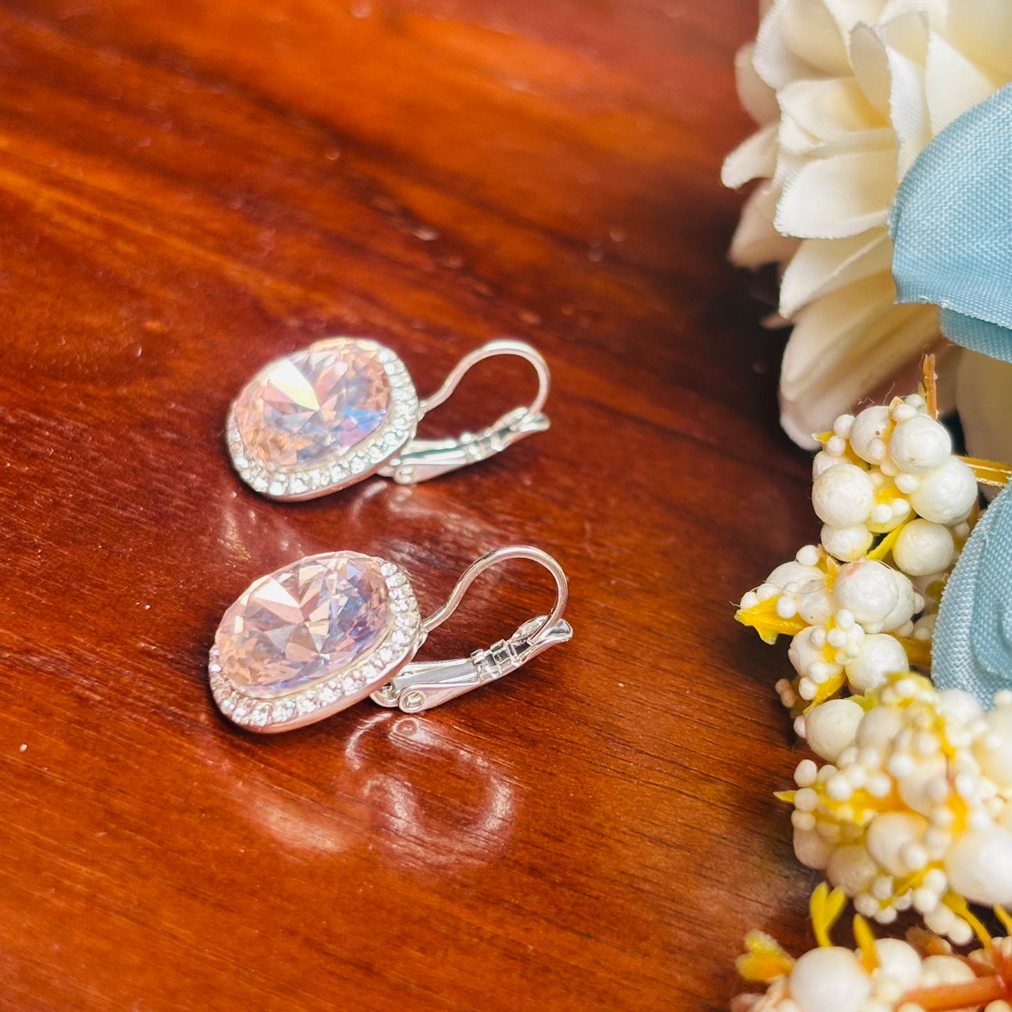 Peach Crystal Sparkle Studs