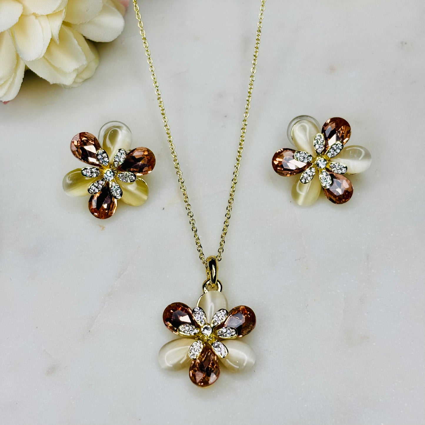 Petals of Amber Crsytal Set