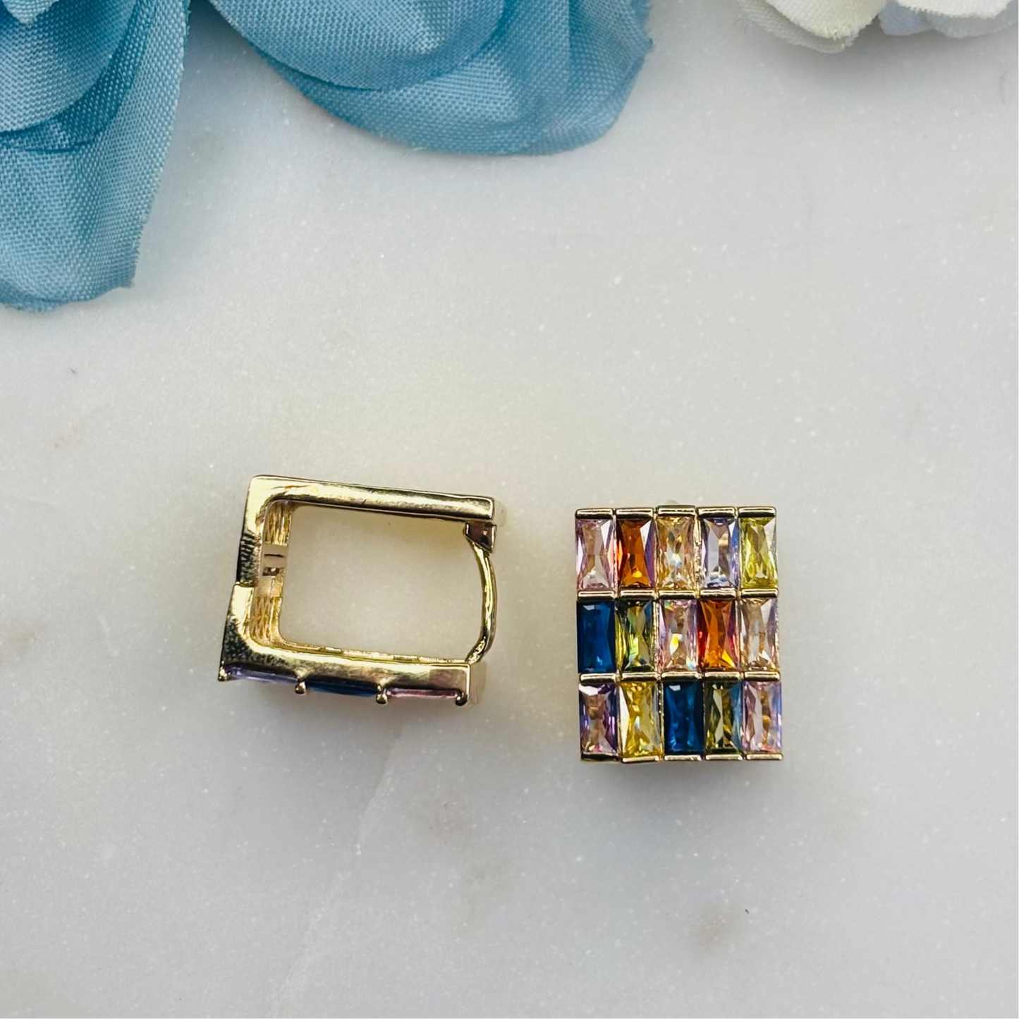 Gold-Toned Multicolor Crystal Studs