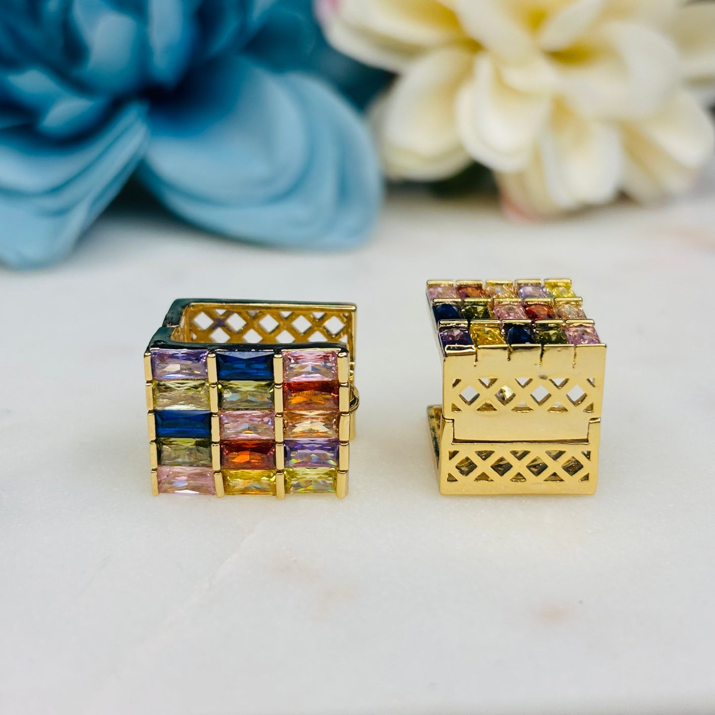 Gold-Toned Multicolor Crystal Studs