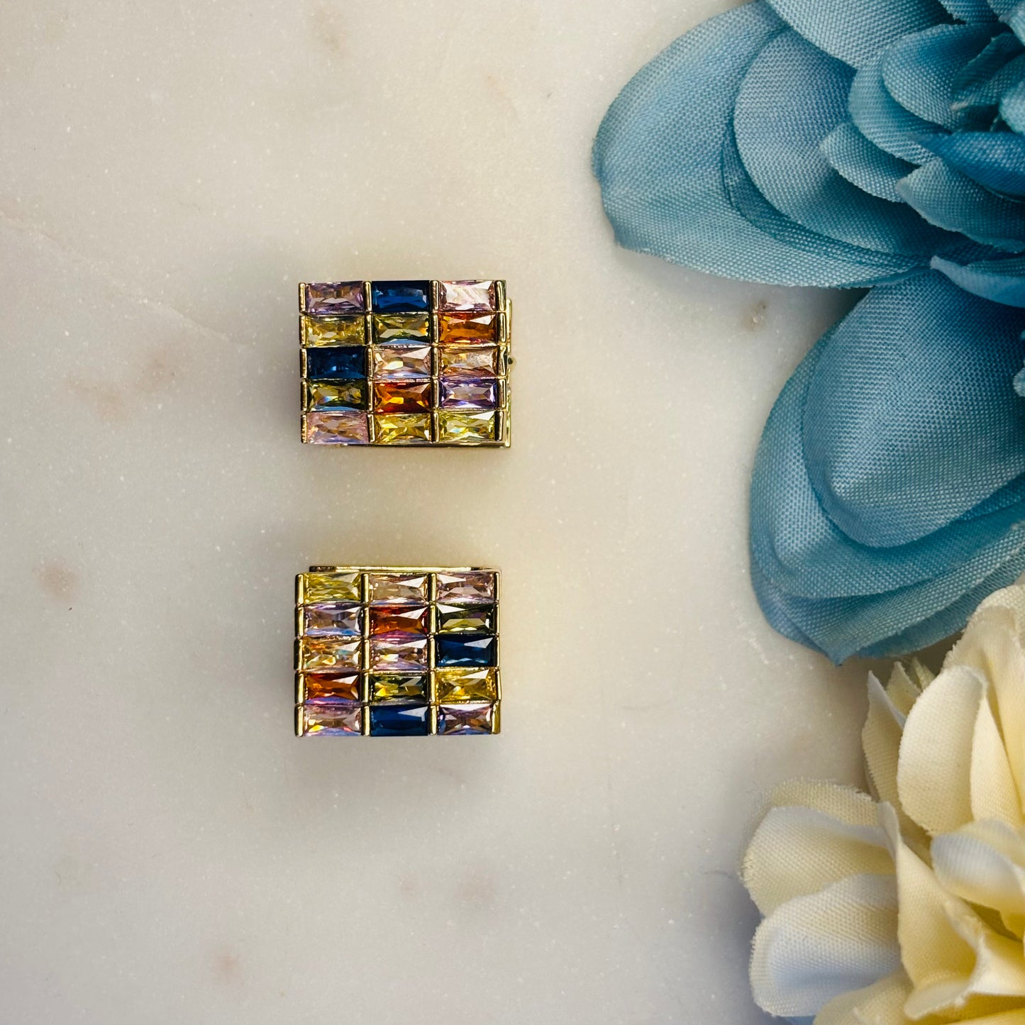 Gold-Toned Multicolor Crystal Studs