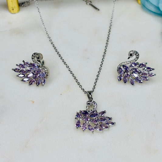 Purple-Crystal Swan Set