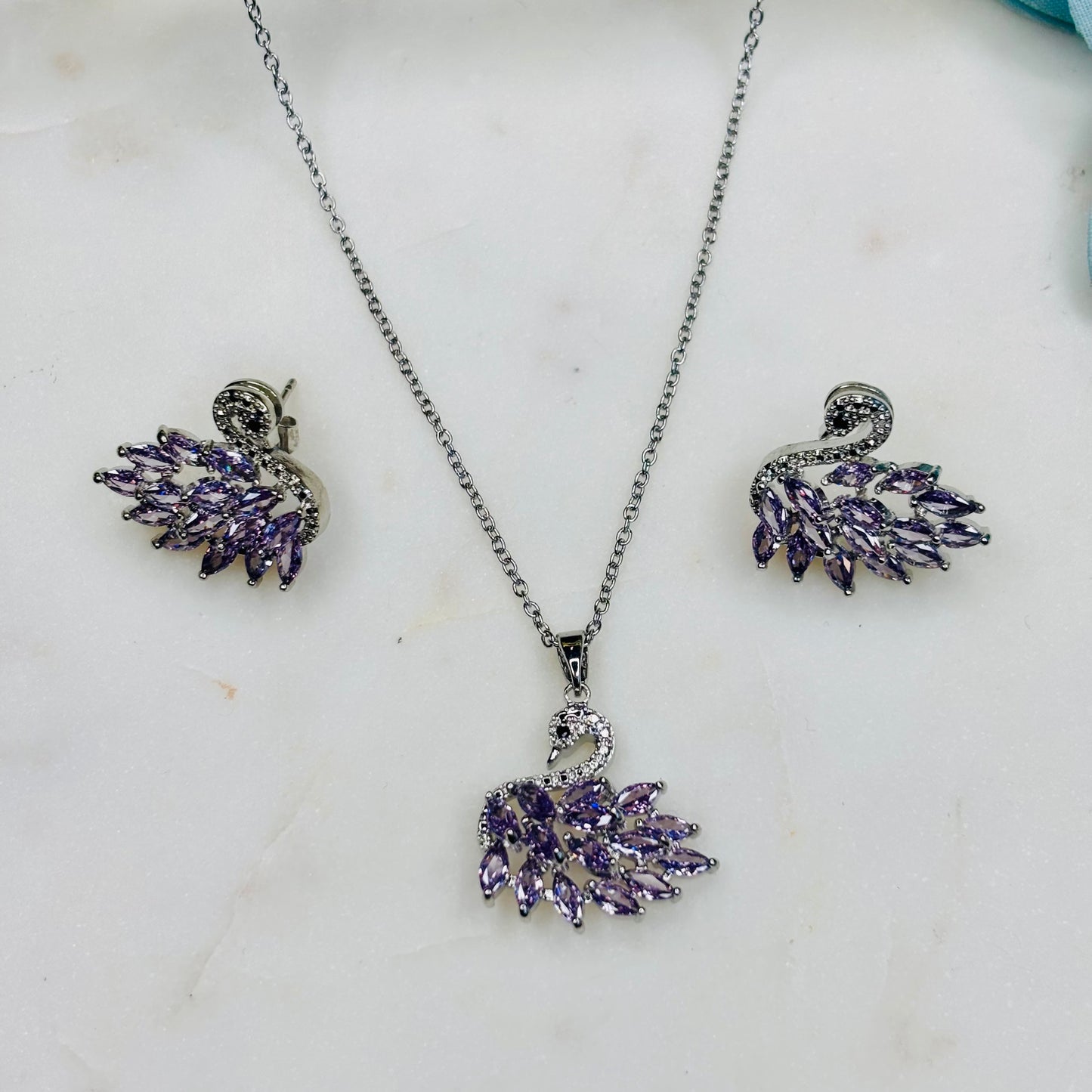 Purple-Crystal Swan Set