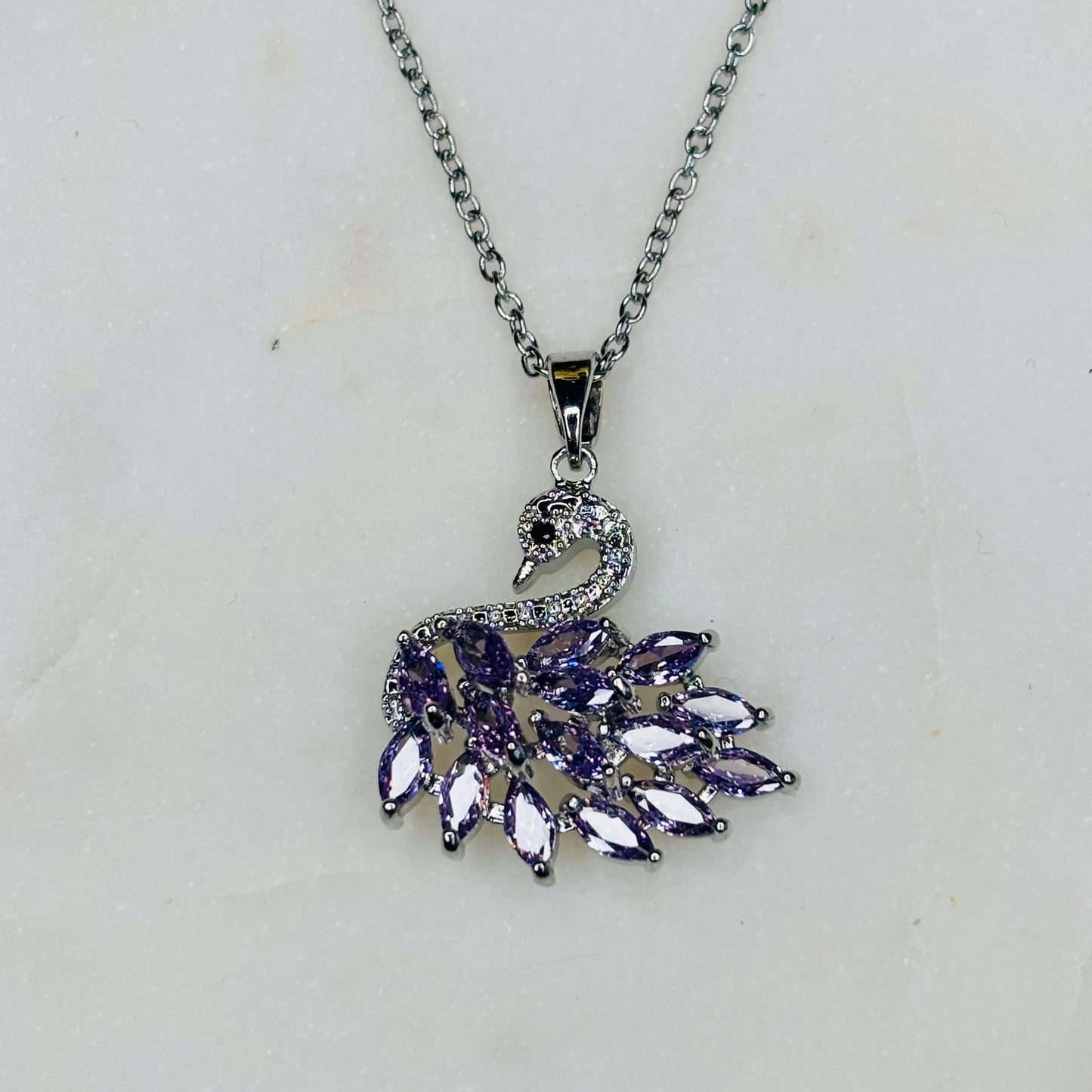 Purple-Crystal Swan Set