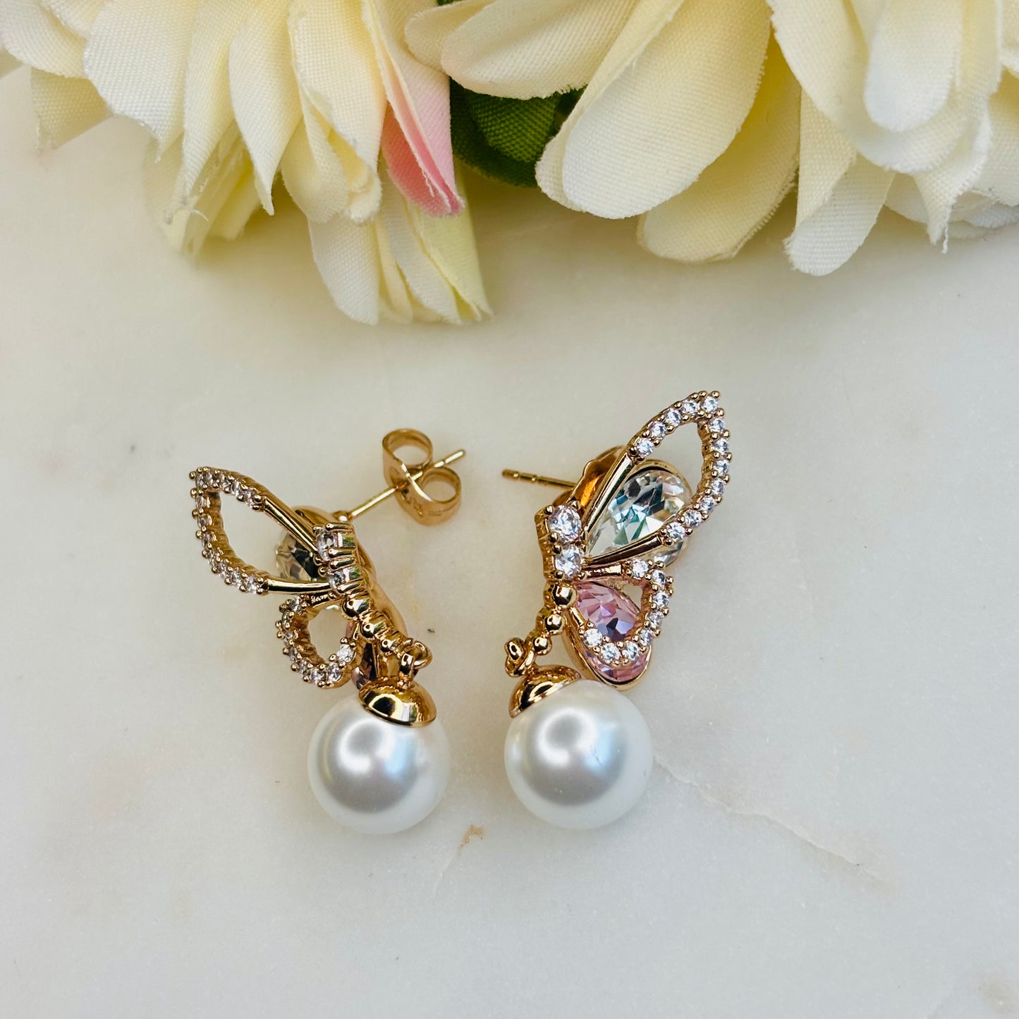 Aurora Fairy Wing Pearl Earrings