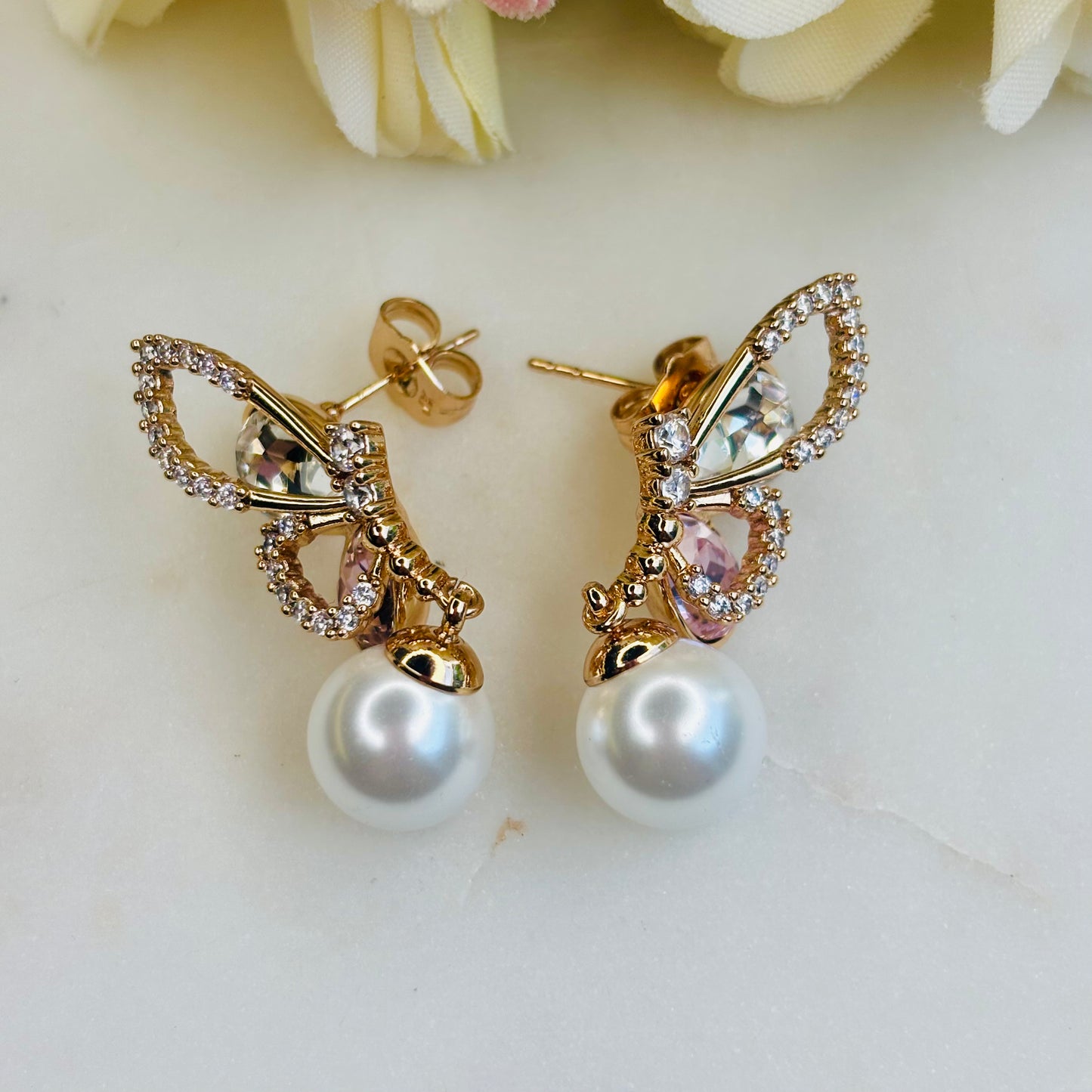 Aurora Fairy Wing Pearl Earrings