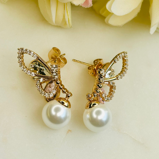 Aurora Fairy Wing Pearl Earrings