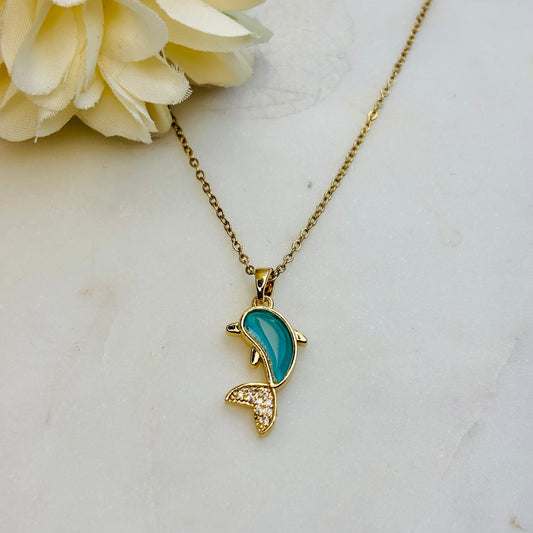 Ocean Wave Dolphin Pendant