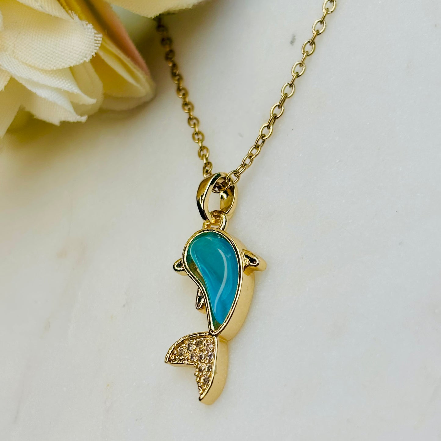 Ocean Wave Dolphin Pendant