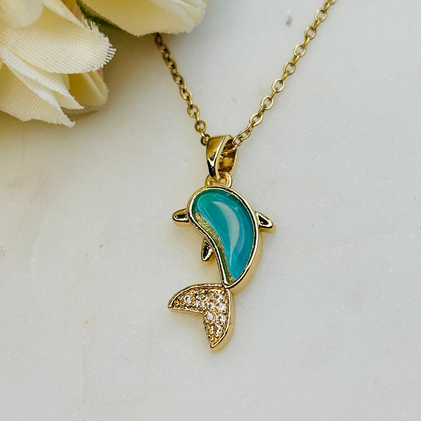 Ocean Wave Dolphin Pendant
