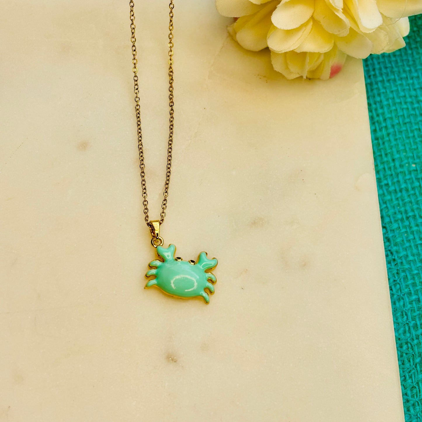 Minty Sea-Crab Necklace